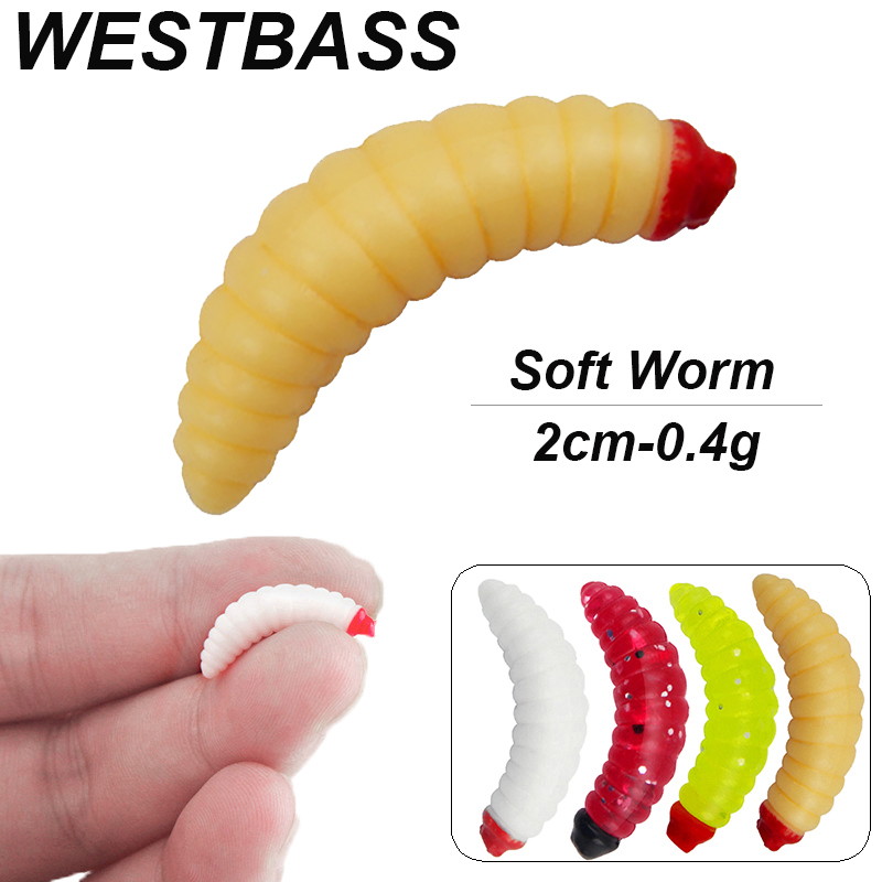 Fishing Lure Soft Plastic - WESTBASS 20/50PCS ตัวอ่อน Swimbait 2 ซม.ซิลิโคนหนอนเหยื่อยางกุ้ง