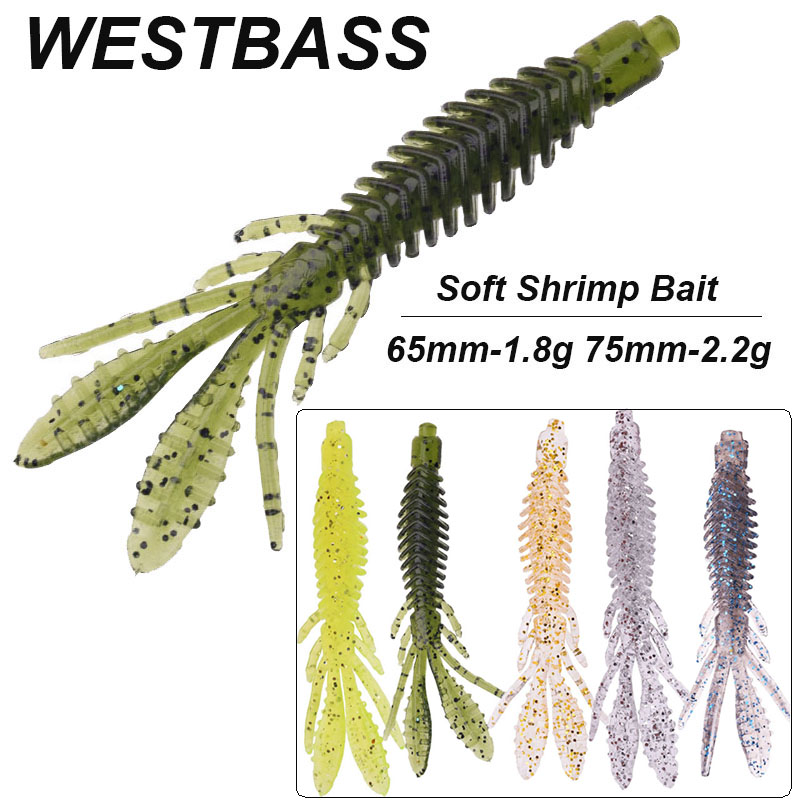 Fishing Lure Soft Plastic - WESTBASS 5PCS Larva เหยื่อ1.8G-2.2G ซิลิโคนกุ้งตกปลาเหยื่อหนอนยาง Swimbaits
